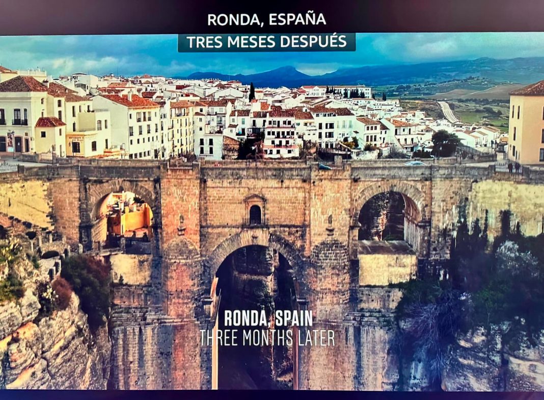 Puente Nuevo de Ronda durante un rodaje cinematográfico