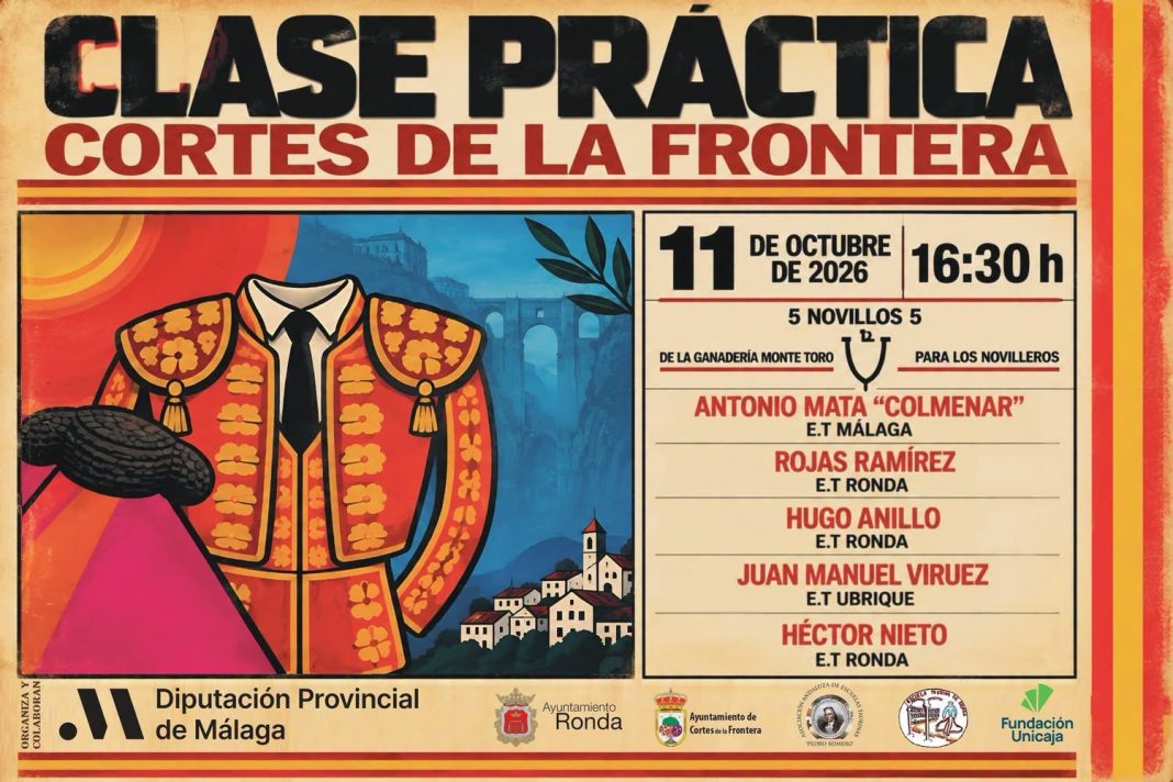 Cartel de la novillada en clase práctica de Cortes de la Frontera