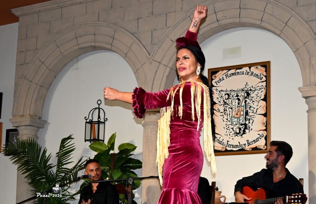 Luisa Chicano durante su actuación en la Peña Flamenca de Ronda